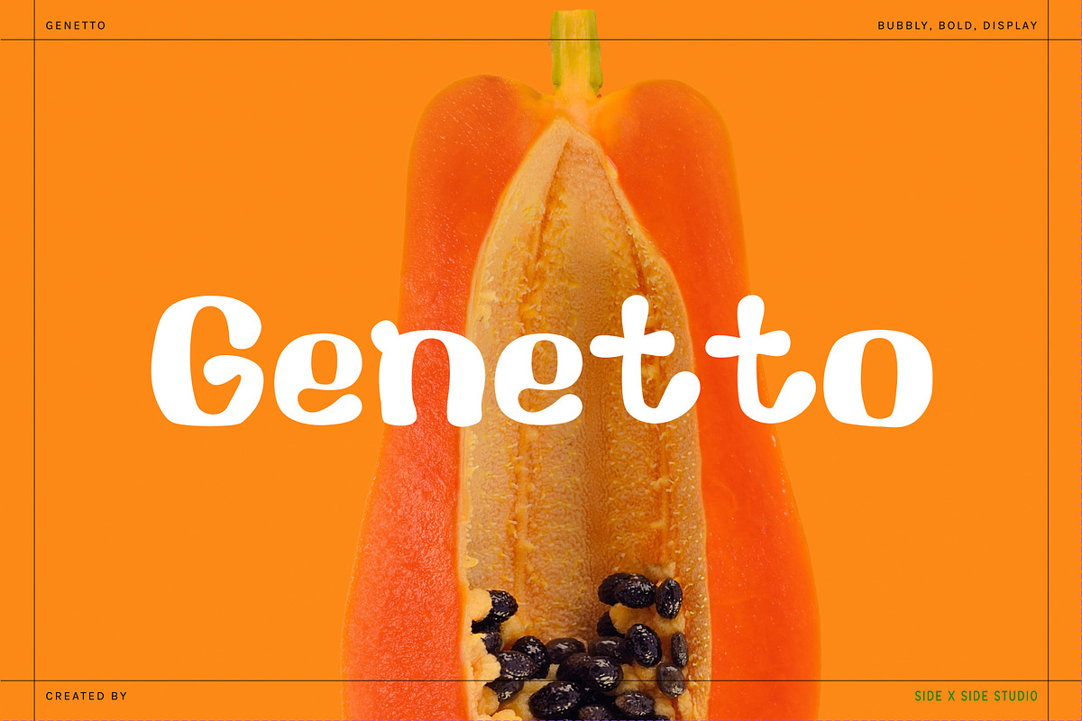 Genetto Display Font + Illustrations, a Sans Serif Font by Side X Side Studio (Photo 1 of 8)