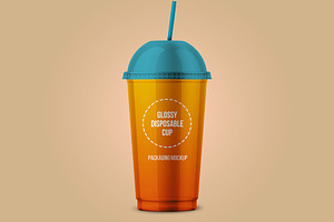 Glossy Disposable Cup Mockup