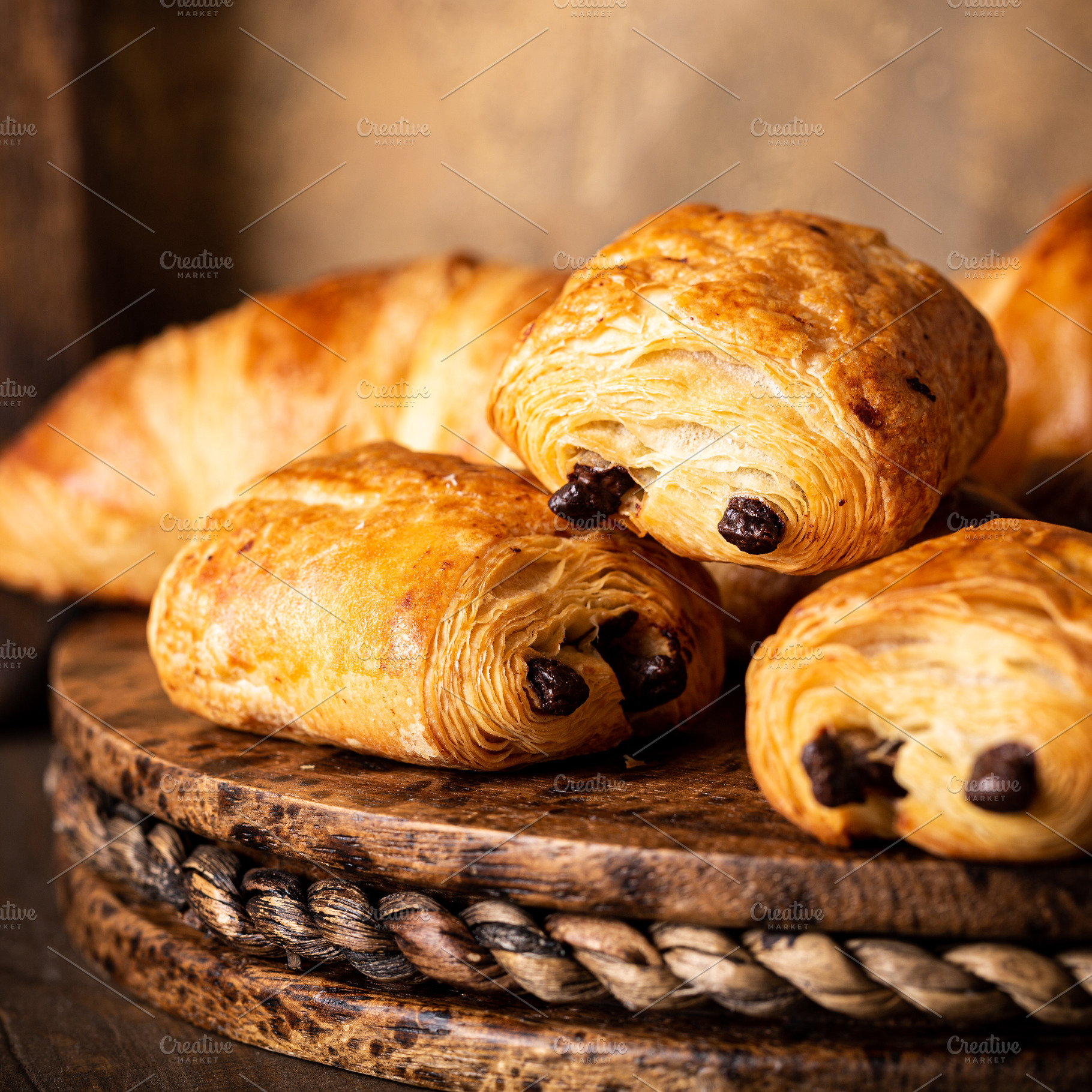 Freshly baked sweet buns puff pastry stock photo containing bun and chocolate, a Food & Drink Photo by Iryna Melnyk Photography