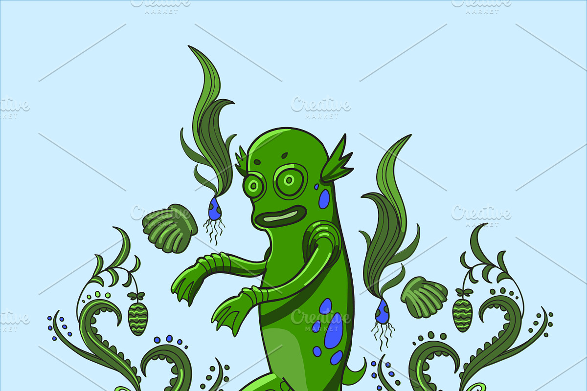 Swamp monster illustration, an Object Graphic by HIPSTER-MONSTER SHOP