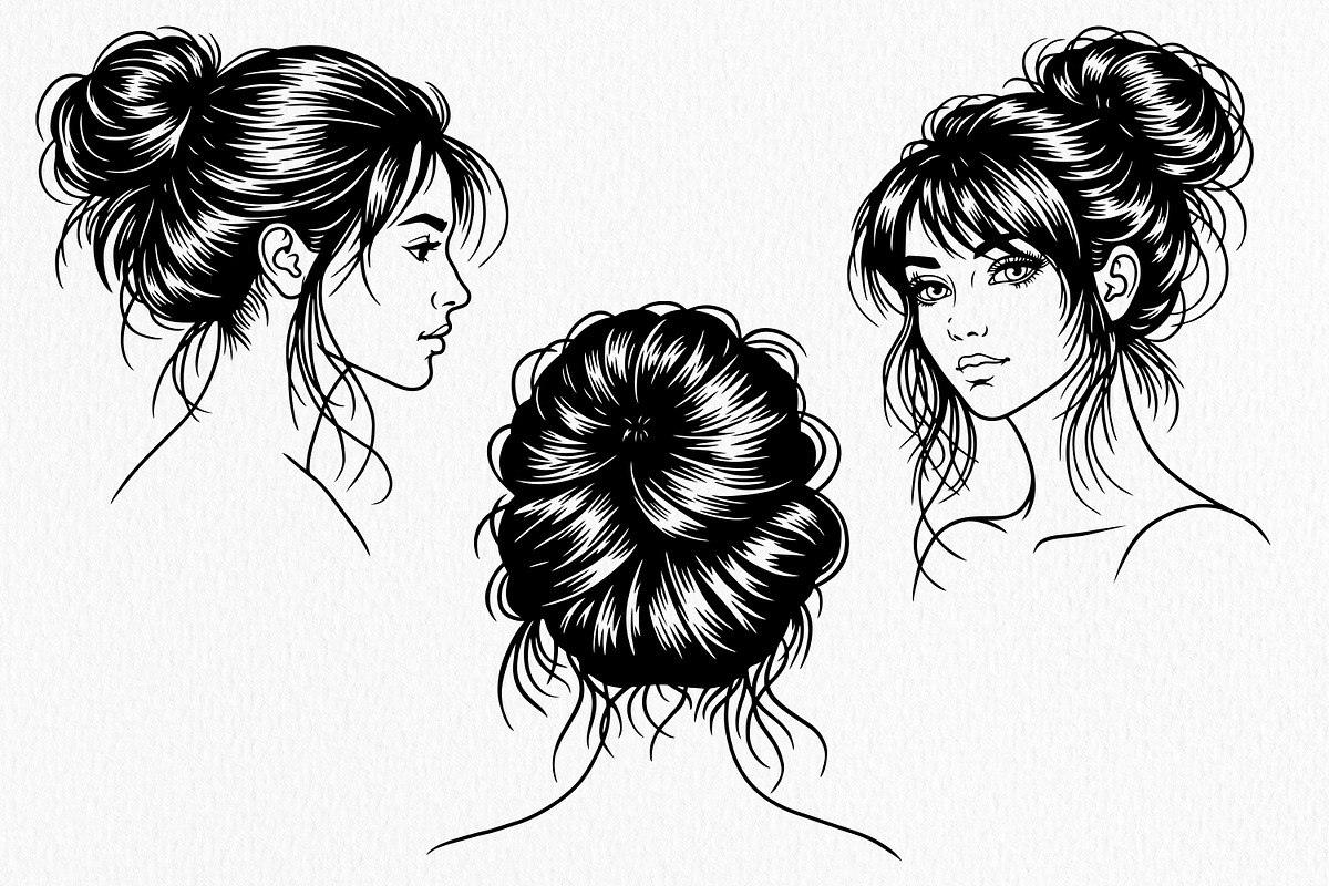 Messy Bun Illustration Vector, a Person Illustration by Tekuni (Photo 6 of 8)