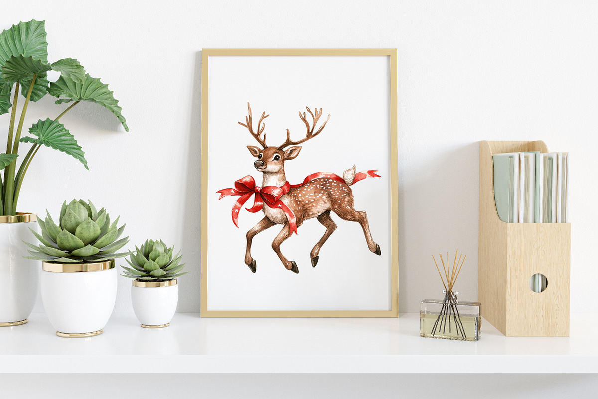 Watercolor Reindeer Christmas, an Illustration by Canvas Craft (Photo 7 of 8)