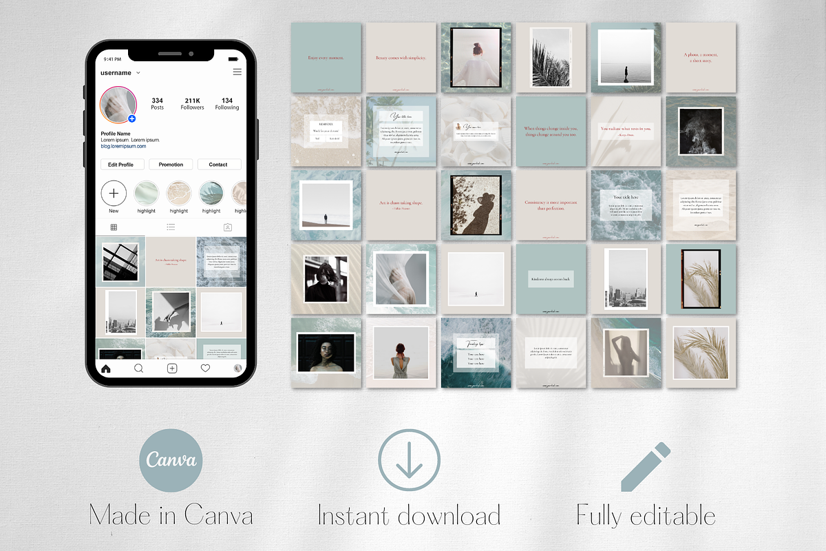 Ocean Instagram Post Templates Canva, a Social Media Template by IRISEA DESIGNS (Photo 2 of 6)