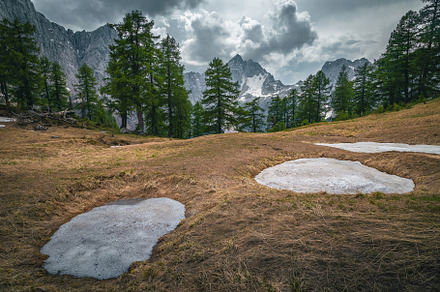 Snow stains on the glade, a Nature Photo by Alpine Dreams