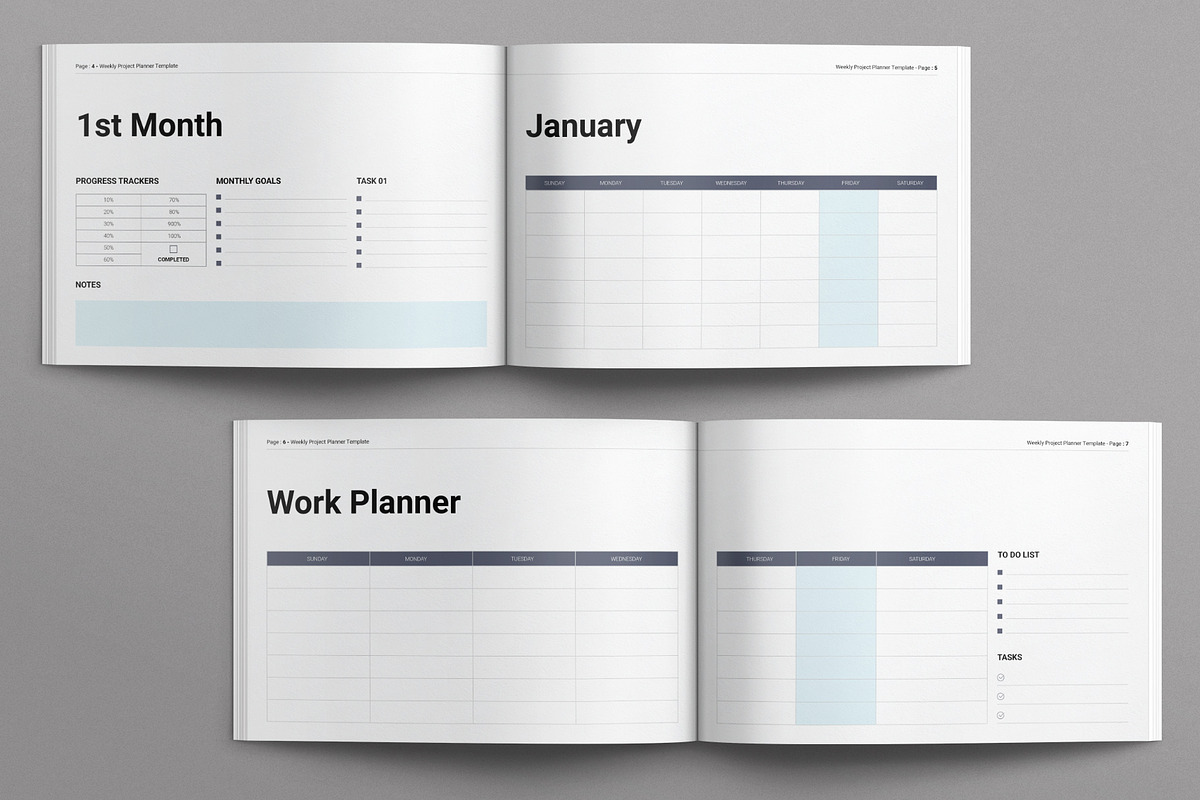 Weekly Project Planner Landscape, a Brochure Template by E-Type (Photo 3 of 7)