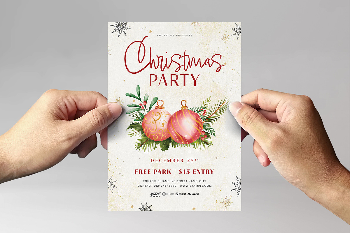 Festive Christmas Party Template, a Flyer Template by BrandPacks (Photo 2 of 4)