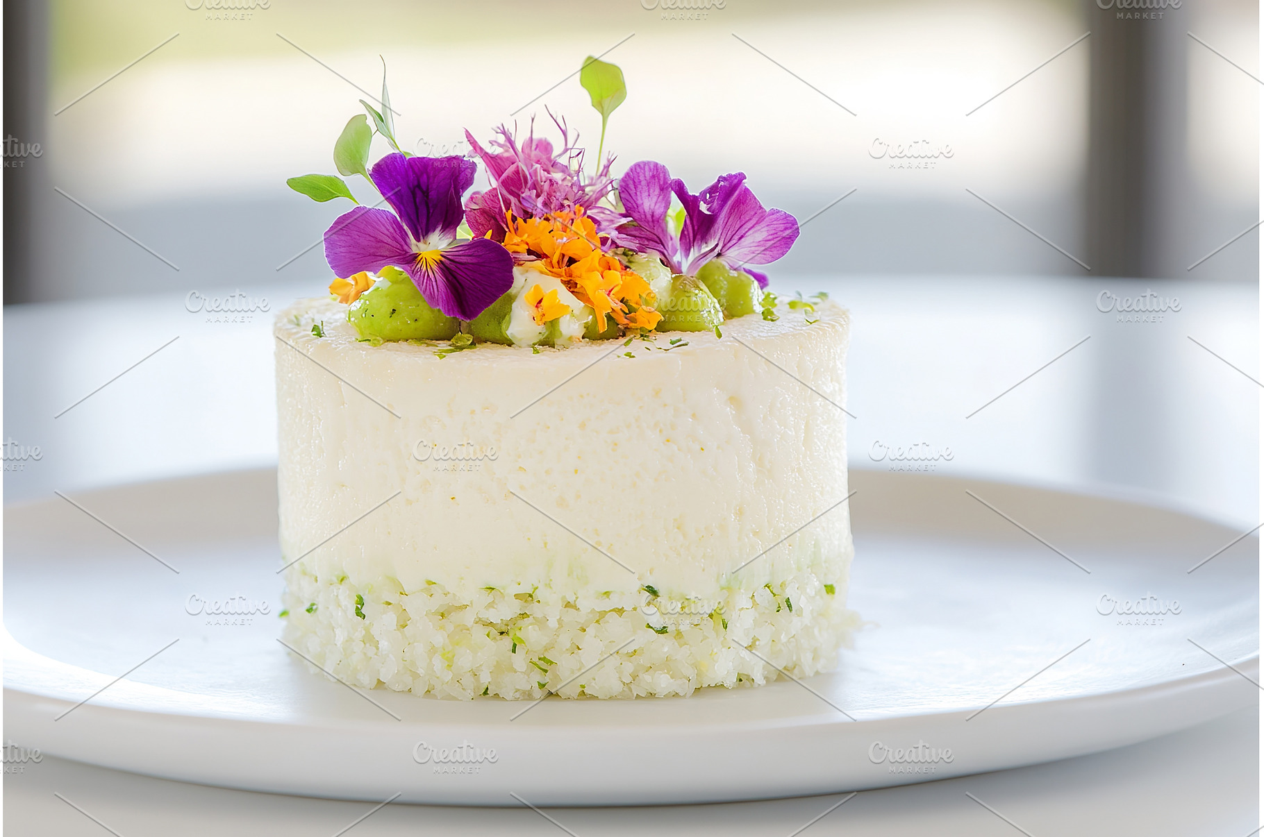 Elegant Floral Cheesecake on White, a Food & Drink Photo by Lermont51