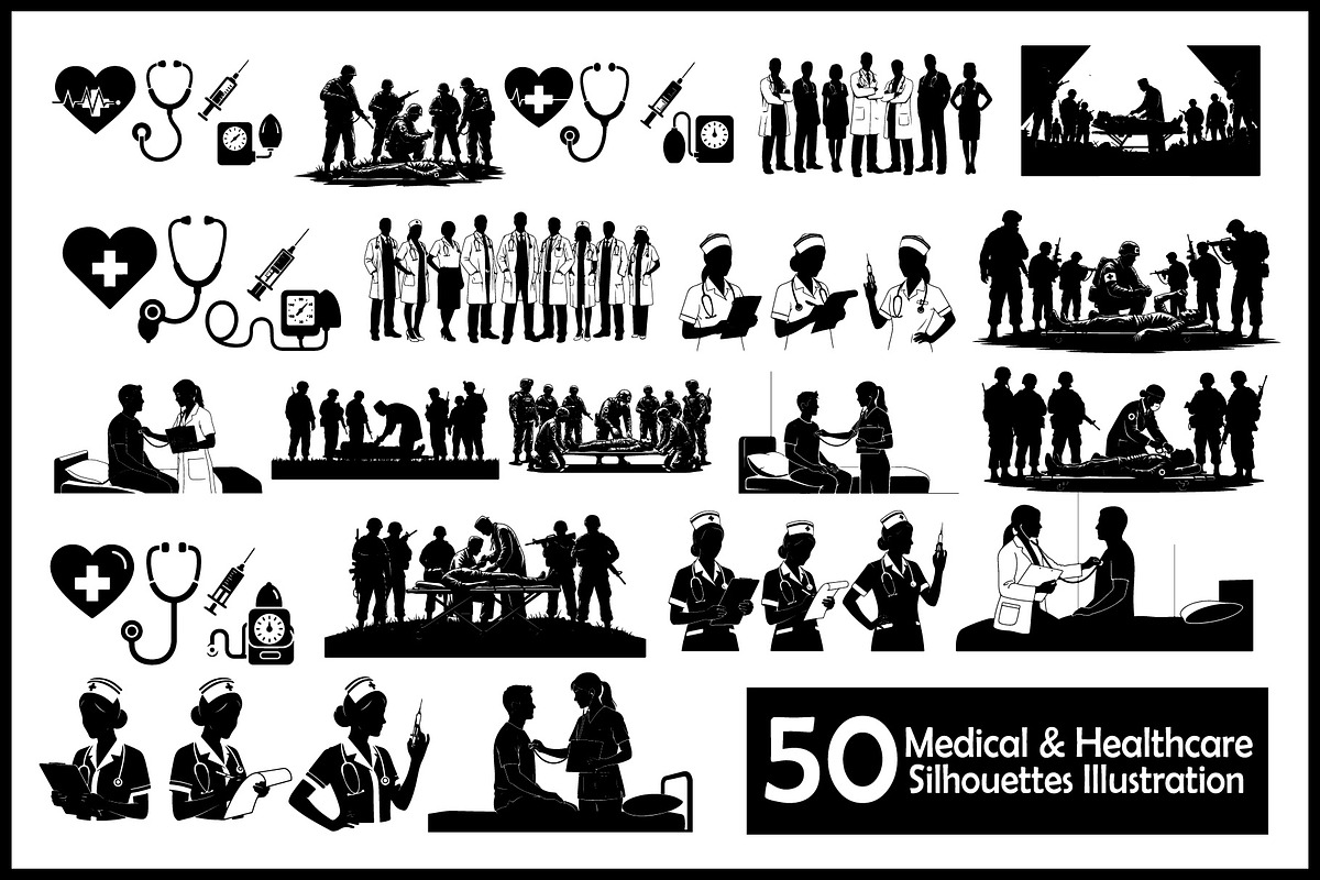 Medical & Healthcare Silhouette Illu, an Object Graphic by hafijul (Photo 1 of 3)