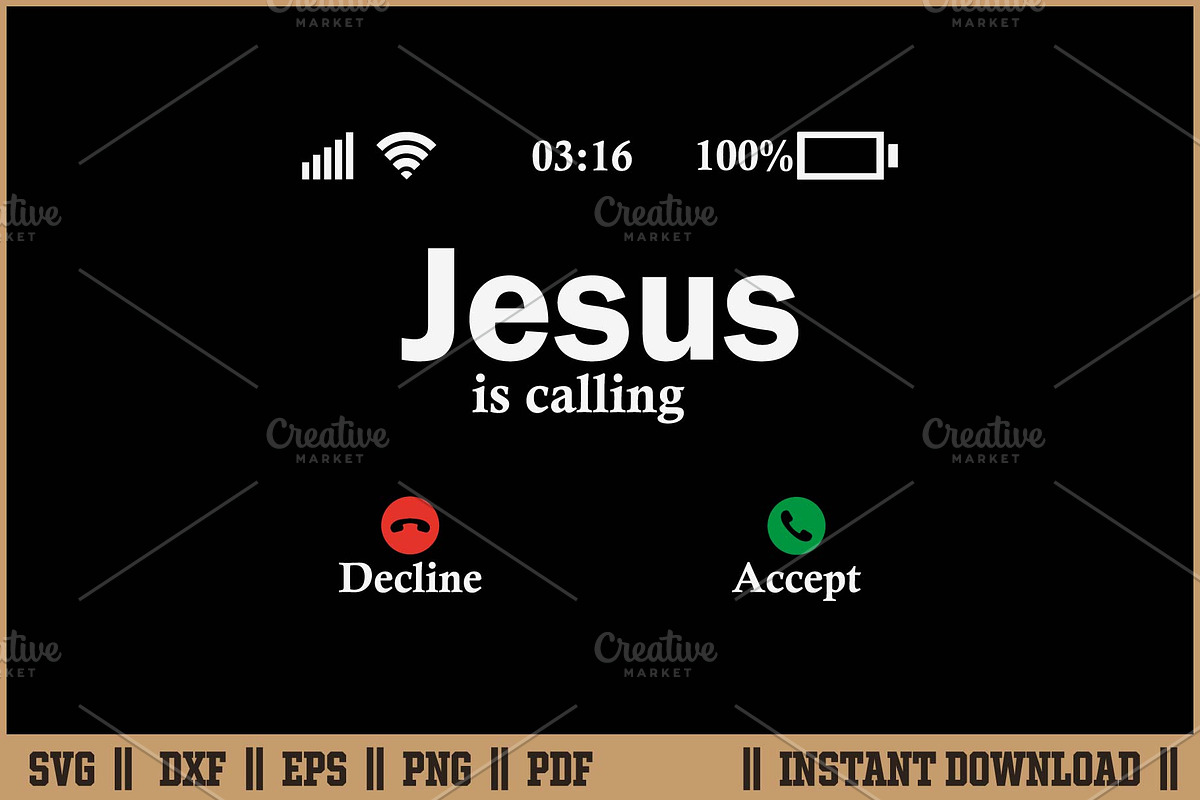 Jesus Is Calling Christian Quote SVG, a Seasonal Illustration by Handy Arts Studio (Photo 1 of 3)