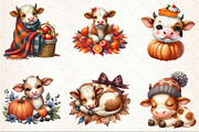 Watercolor Autumn Cow Clipart, an Illustration by Rose Art (Thumbnail 3 of 7)