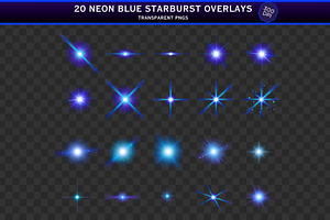 Blue Starburst Star PNG Overlays