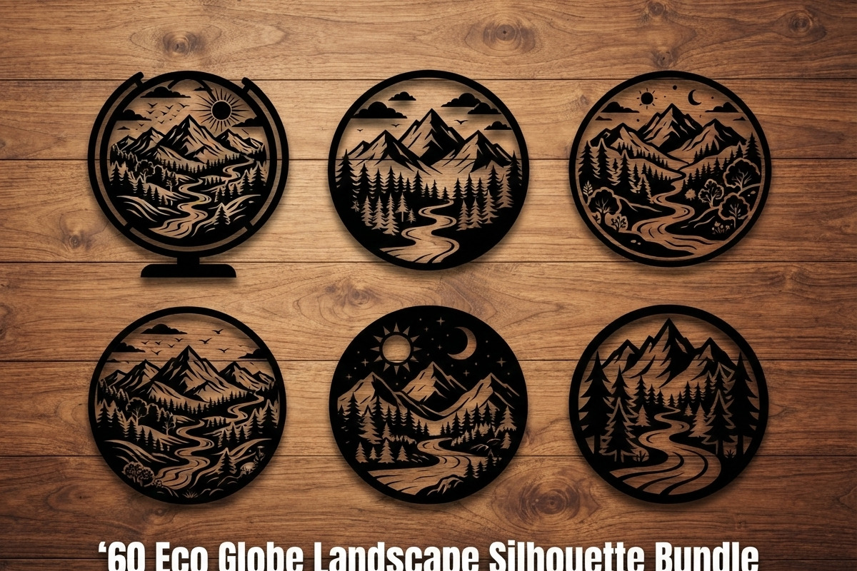 60 Eco Globe Landscape Silhouette, a Technology Illustration by Amazin_art (Photo 1 of 49)