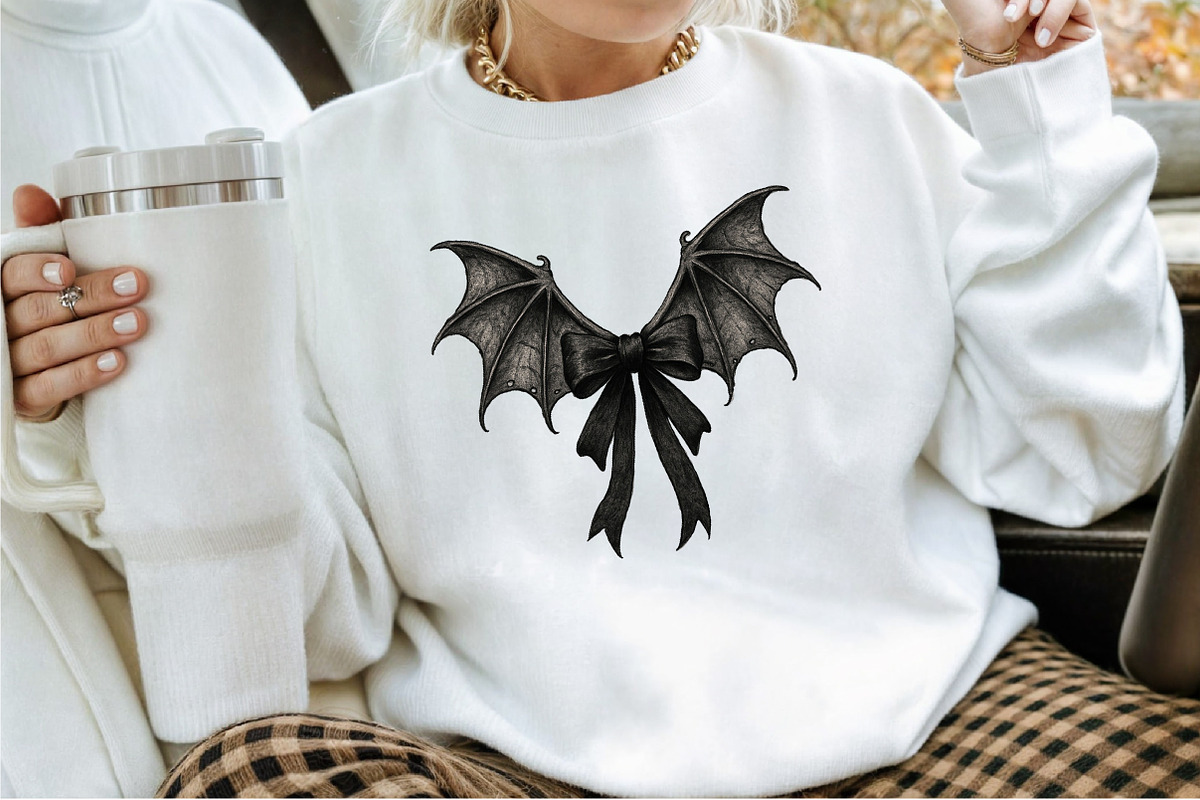 Black Coquette Bat Bow Retro Hallowe, an Illustration by Sublimation Artist (Photo 9 of 9)