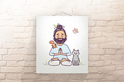 yoga man with animals, an Animal Illustration by JulianArt (Thumbnail 2 of 7)