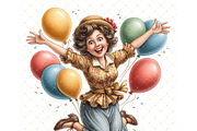 Balloon girl Clipart JPG, a Person Illustration by Memories By Lea (Thumbnail 5 of 18)
