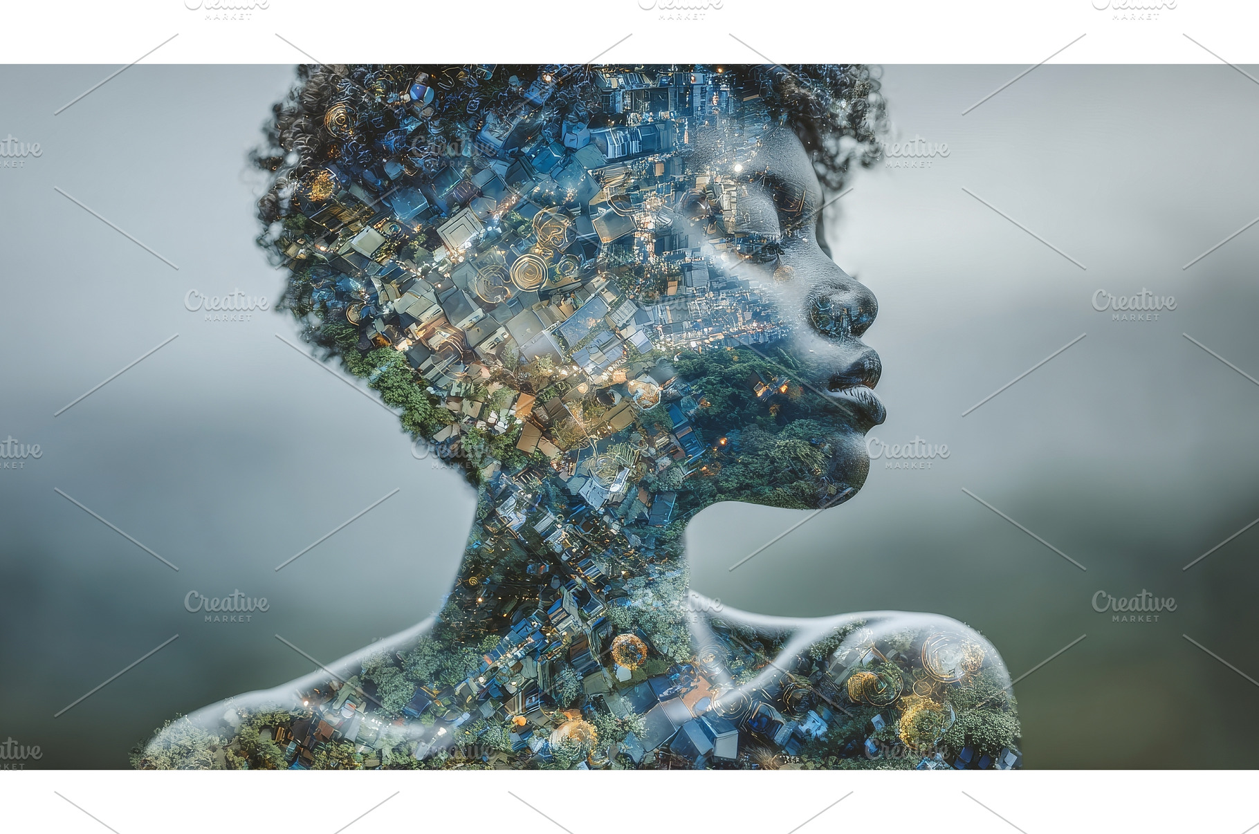 An image combining a woman's face, a Beauty & Fashion Photo by ZinetroN
