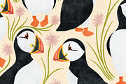 Floral Puffins Seamless Pattern, a Pattern Graphic by Rebecca Flaherty (Thumbnail 3 of 3)
