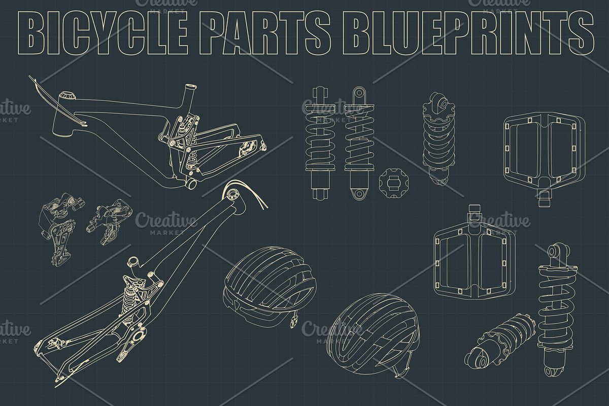 Bicycle Parts Blueprints Set, a Sport Illustration by Blacklight (Photo 9 of 10)