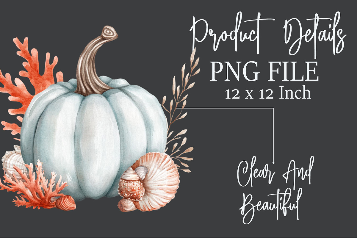 Watercolor Coastal Autumn Clipart, an Illustration by Rose Art (Photo 7 of 7)