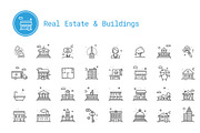 Real Estate & Buildings Line Icons, an Outline Icon by Nuburu (Thumbnail 2 of 3)