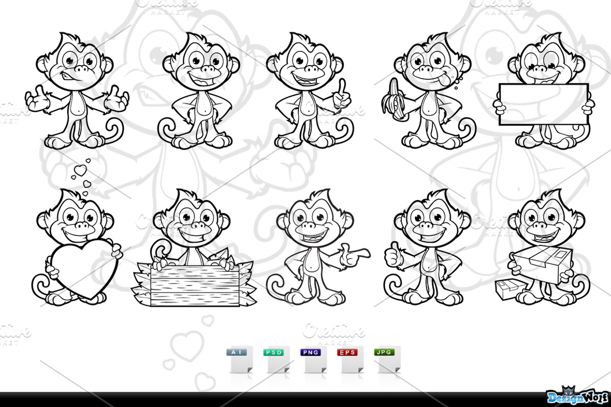 Cheeky Monkey In Black & White, an Animal Illustration by DesignWolf (Photo 2 of 2)