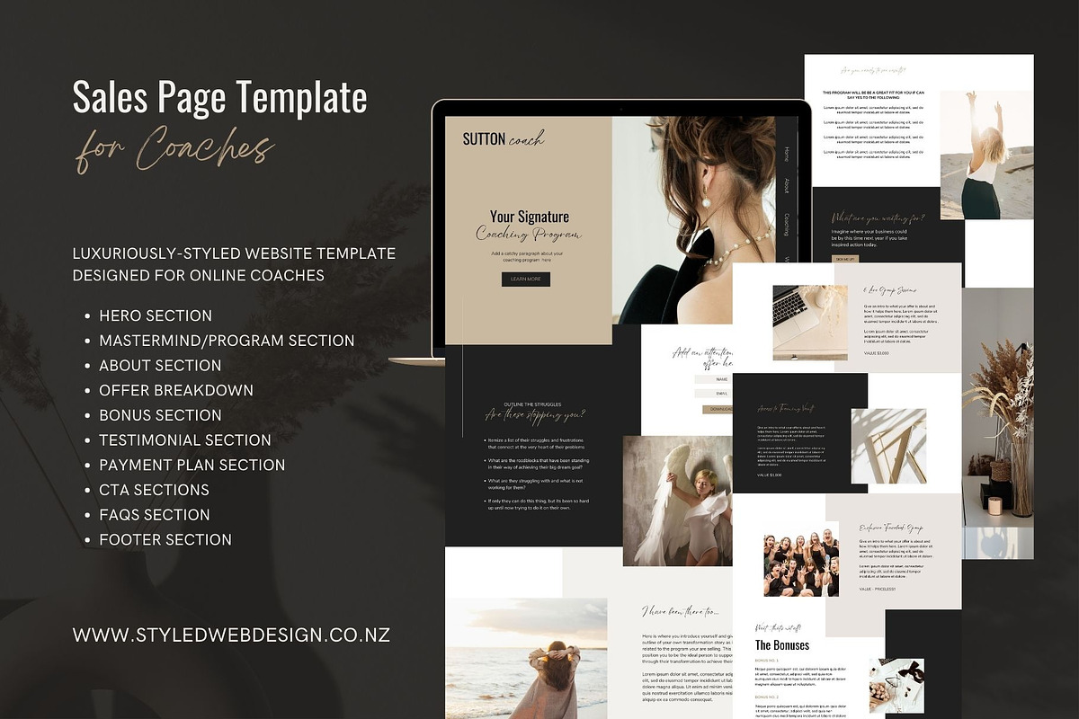 Luxe Sales Page Template for Coaches, a Landing Page Template by Styled Web Shop (Photo 1 of 3)