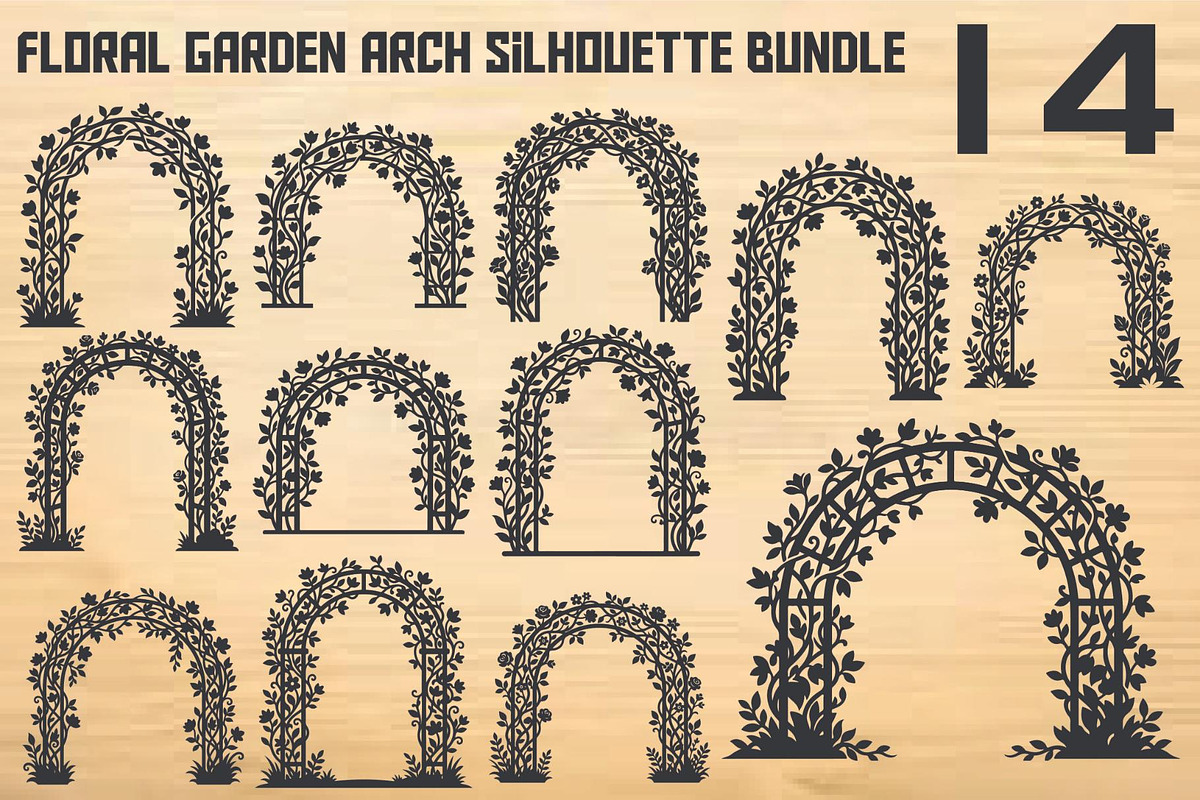 Floral Garden Arch Silhouette Bundle, an Object Graphic by hafijul (Photo 1 of 4)