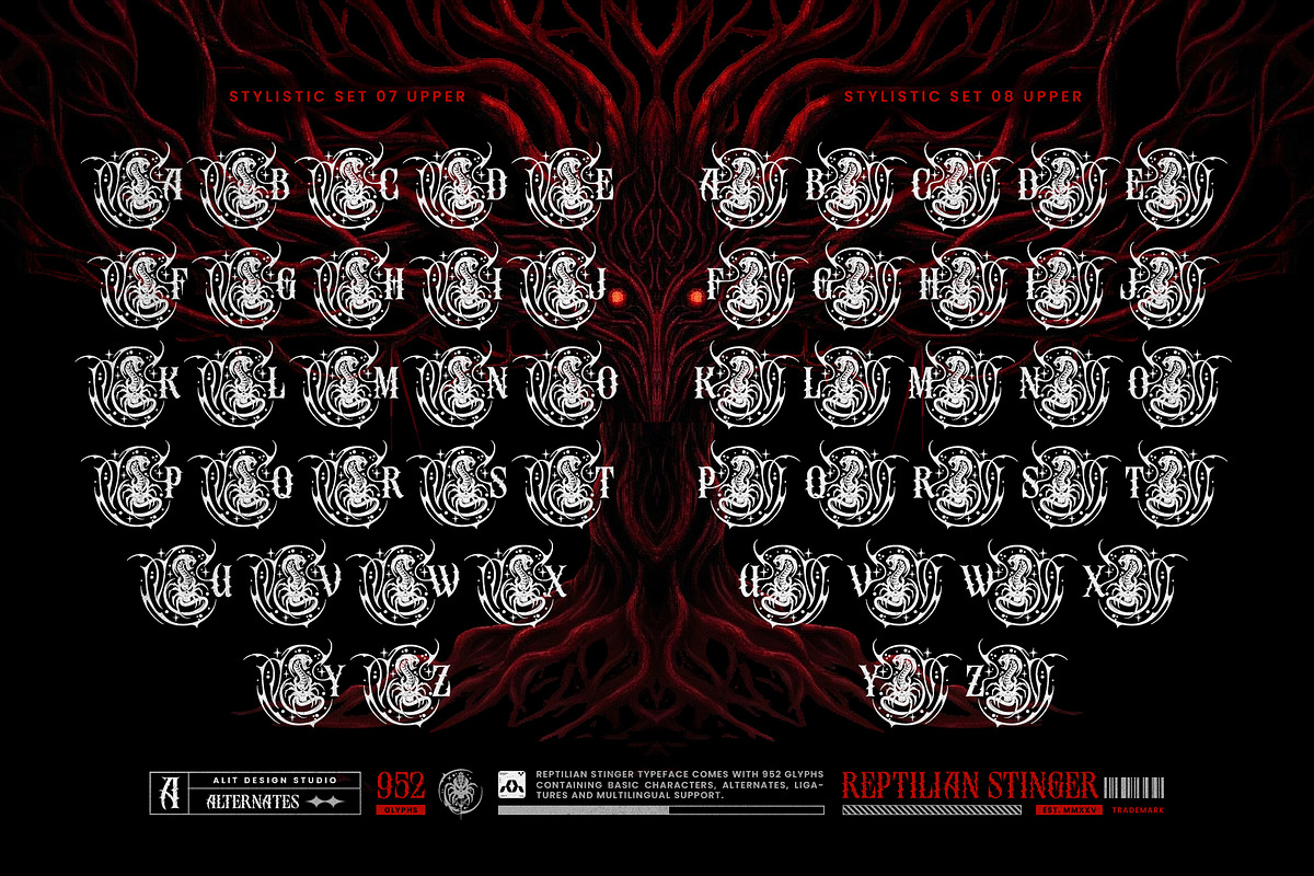 Reptilian Stinger Typeface, a Serif Font by alit design (Photo 14 of 19)