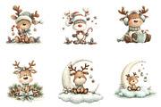 Cute Christmas Reindeer Clipart, a Seasonal Illustration by Designking (Thumbnail 2 of 5)