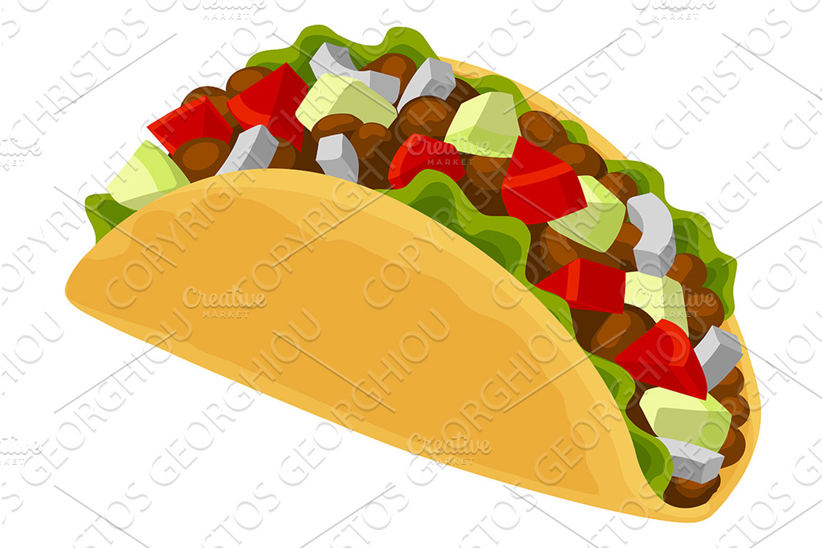 Crunchy Taco Food Illustration, a Food Illustration by Christos Georghiou