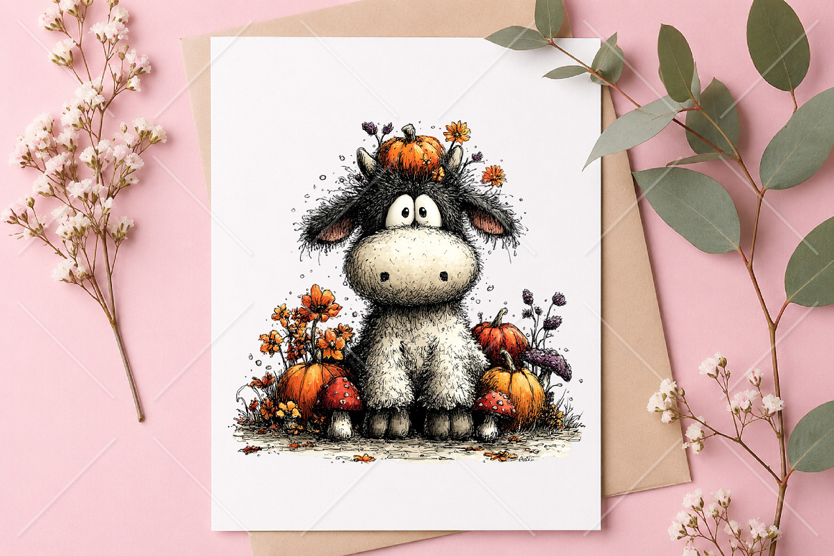 Whimsical Autumn Cow Clipart Bundle, a Seasonal Illustration by Canvas Craft (Photo 10 of 10)