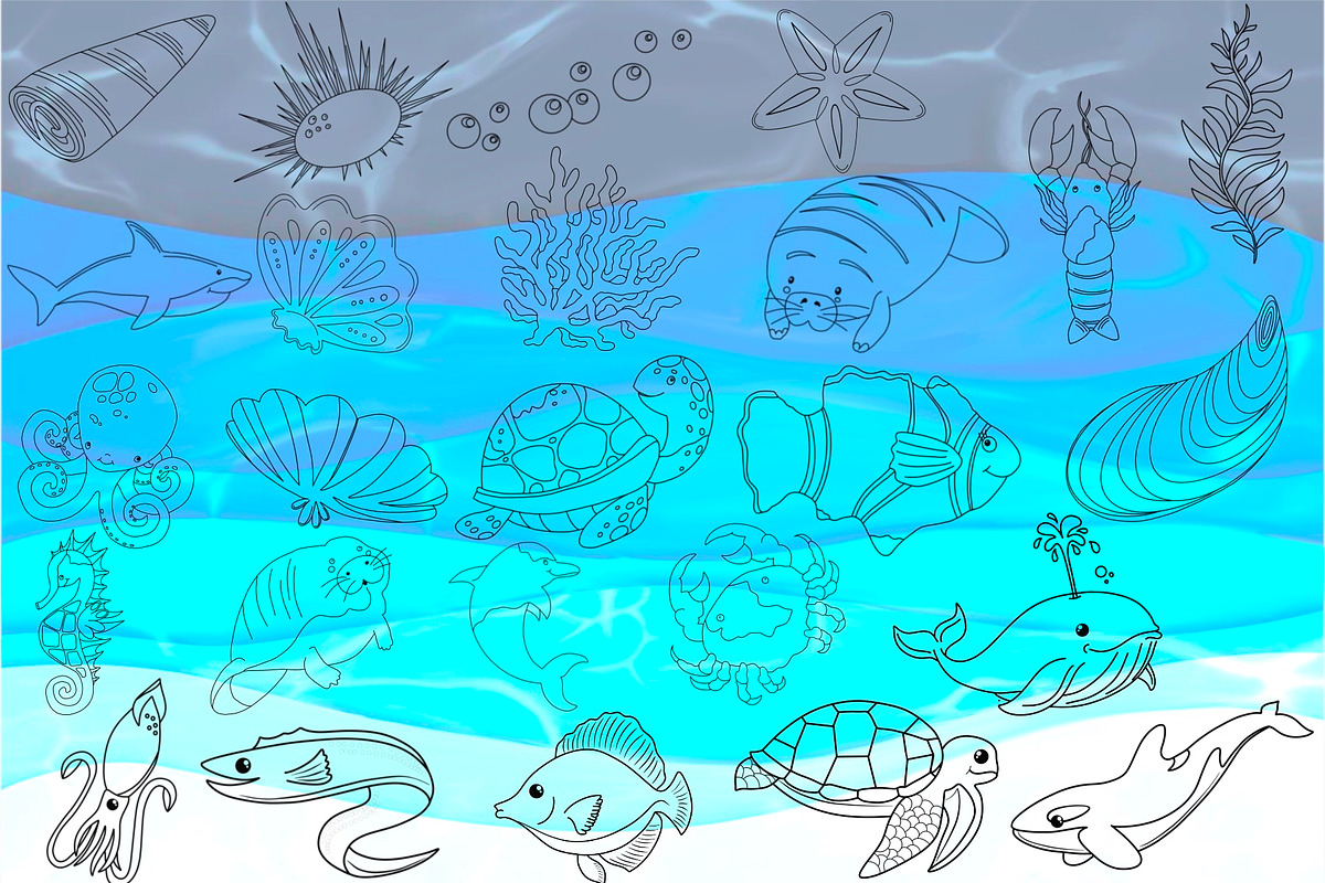 Ocean Life Digital Stamps, a Graphic by Favorites_Art (Photo 12 of 17)