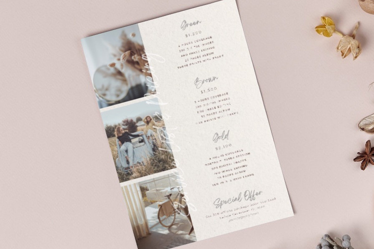Media Kit and Photography Rate Cards, a Resume Template by Golden Horizons Studio (Photo 5 of 10)