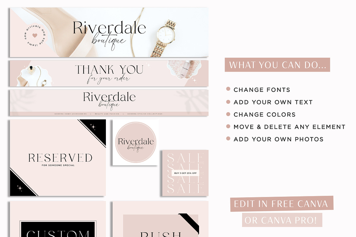 Etsy Shop Kit Pink Banners, a Branding & Logo Template by Macarons and Mimosas (Photo 7 of 9)