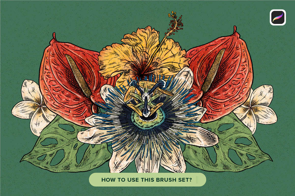 Tropical Stamp Brushes for Procreate, a Brush Add-On by Riveros Illustration (Photo 9 of 14)
