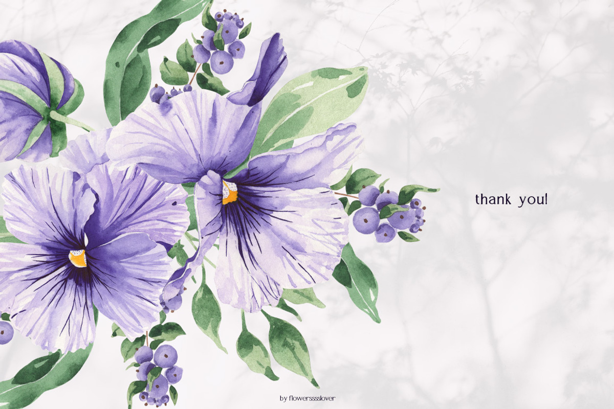 Watercolor Flowers Set Purple Garden, a Decorative Illustration by ViktoriyaD (Photo 14 of 14)