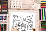 Cozy Friends New Year Coloring Book, an Illustration by one-touch (Thumbnail 8 of 9)