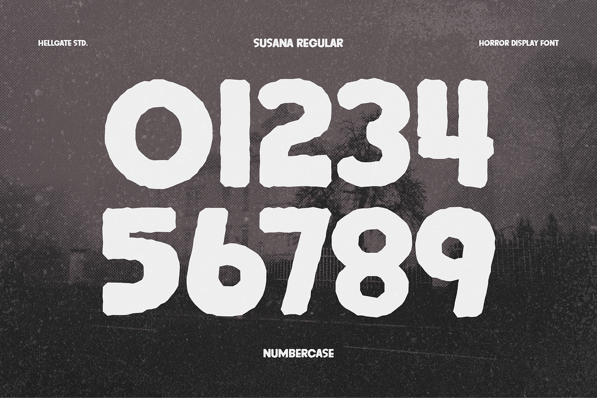 Susana Horror Display Font, a Sans Serif Font by GRVS Studio (Photo 4 of 6)