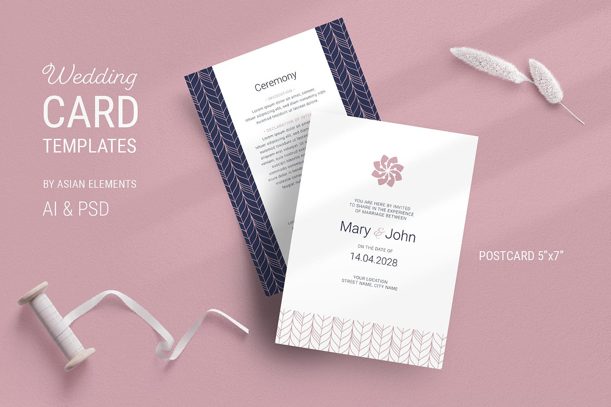 Navy & Pink Wedding Stationery, a Stationery Template by AsianElements (Photo 2 of 11)