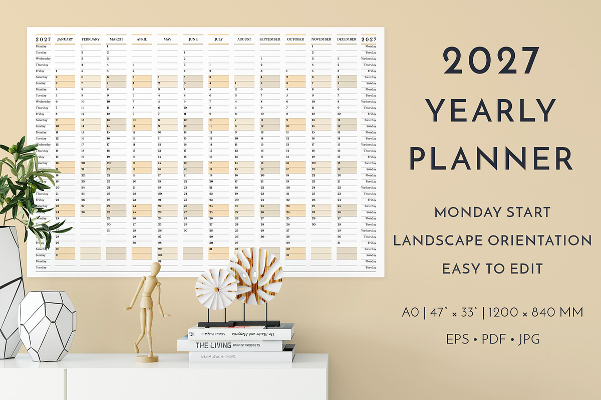 2027 Wall Planner Monday Start L, a Stationery Template by Olga Begak Art & Design (Photo 1 of 4)