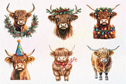 Christmas Highland Cow Clipart, an Illustration by Dream Creation (Thumbnail 5 of 7)