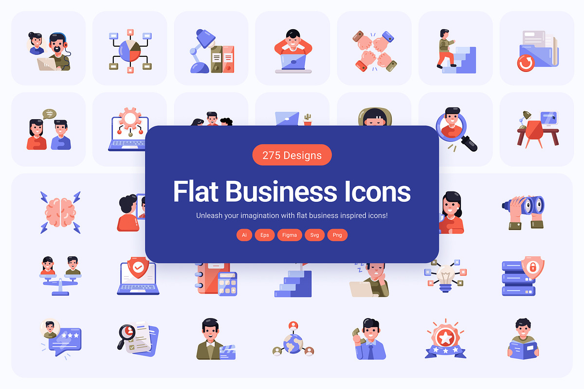 275 Flat Business Icons, an Emoji Icon by Creative Stall (Photo 1 of 11)