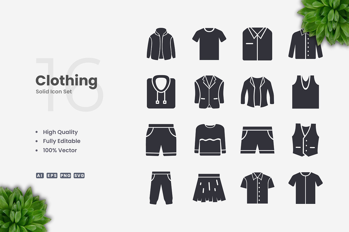 Clothing Solid Icons, an Icon by Upnowgraphic
