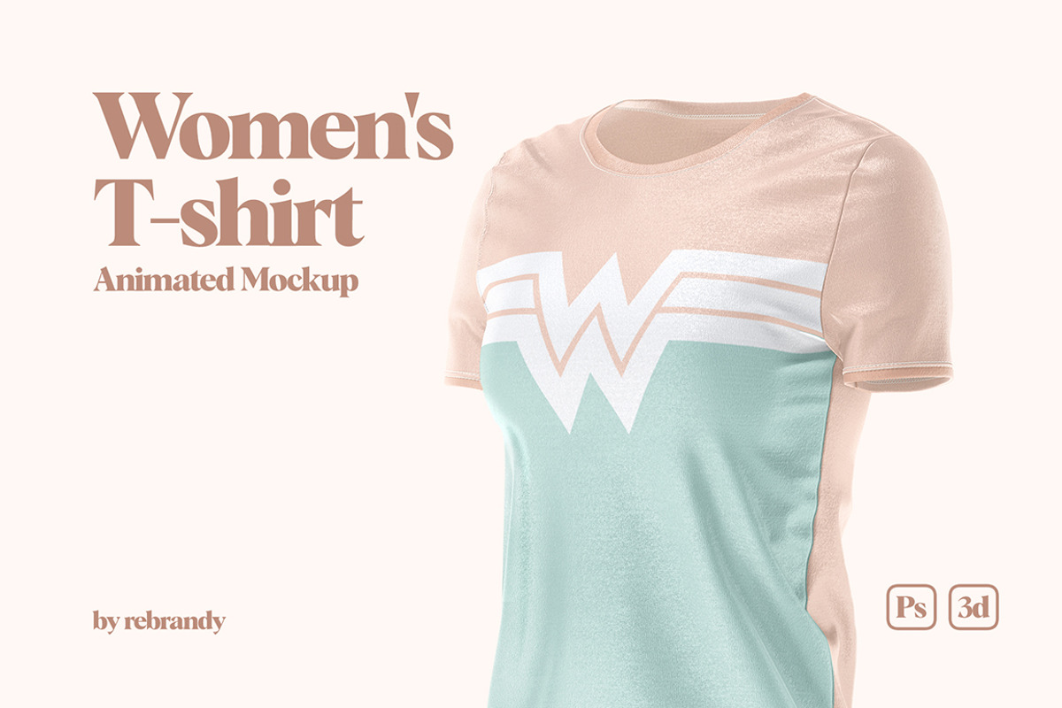 Women's T-shirt Animated Mockup, a Shirt Mockup by rebrandy (Photo 1 of 11)