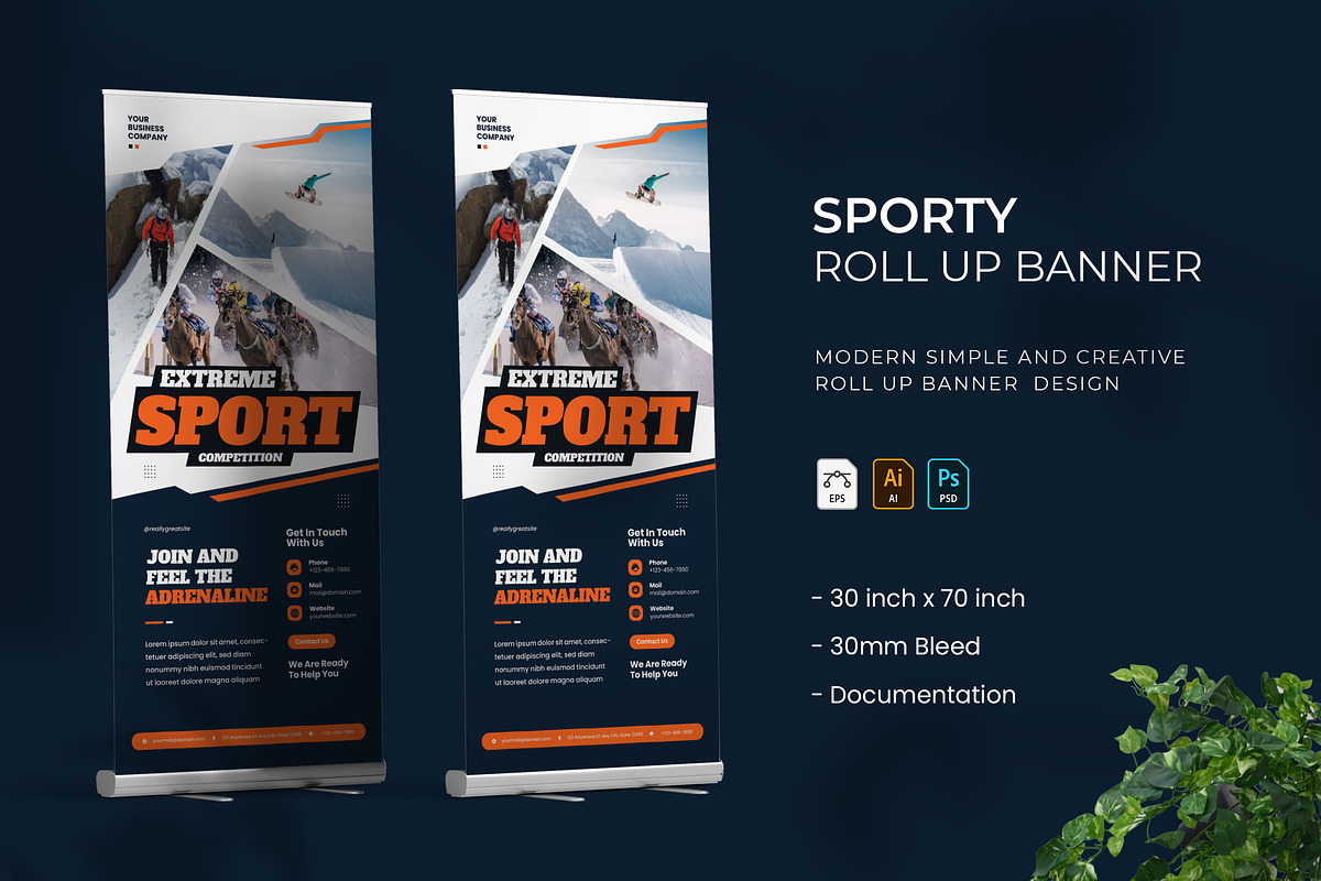 Sporty - Roll Up Banner, a Print Template by VUNIRA