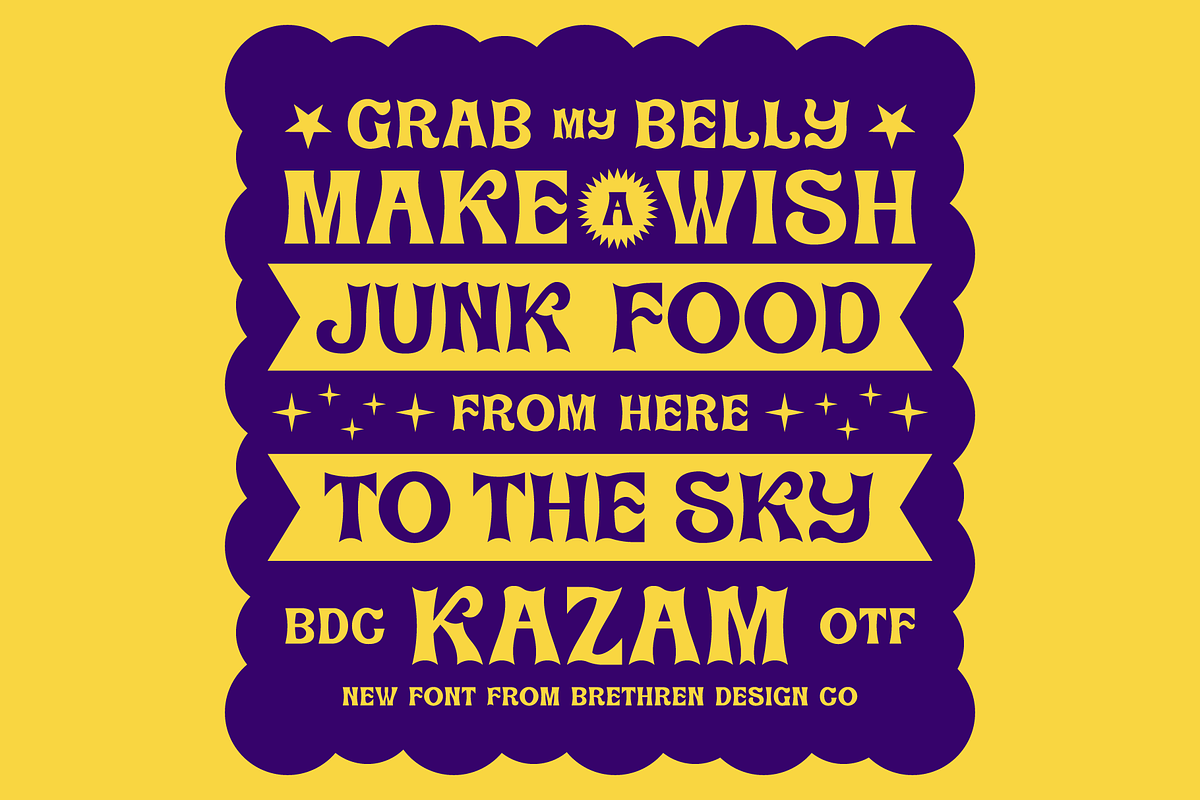 Kazam Display Font, a Font by Brethrendesignco (Photo 4 of 4)