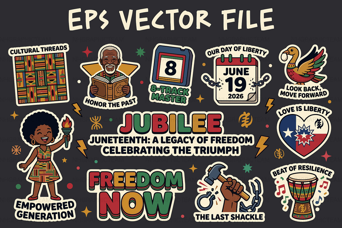 Juneteenth 2026 Freedom Sticker Set, an Object Graphic by NH graphic (Photo 1 of 3)