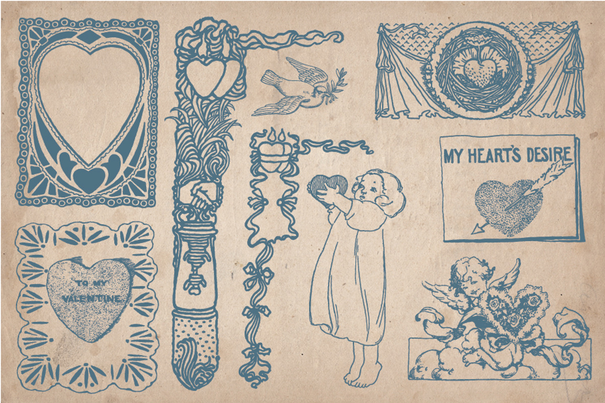 Vintage Valentine's Illustrations preview 3