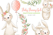 Bunny baby girl clipart Easter, an Illustration by Magic Story Studio (Thumbnail 1 of 2)