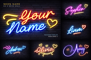 Neon Names Photoshop Templates, a Layer Style Add-On by Andrew Skoch Design